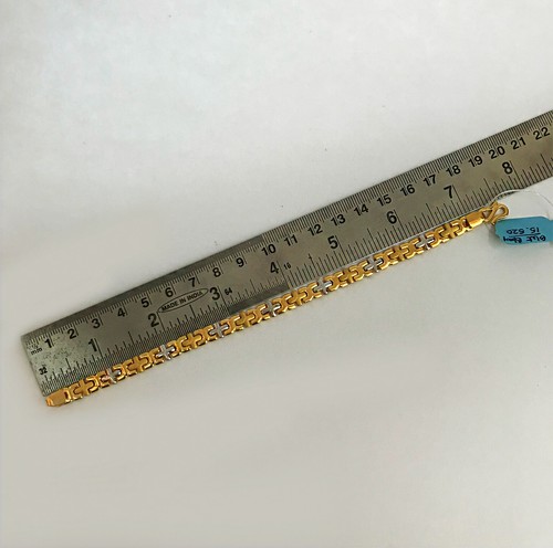 Fine Jewelry 18K Solid Yellow Gold 2 Tone Men's Bracelet 7.6 inches 15.520 Grams - Picture 6 of 8