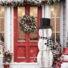 42 Inch Winter Snowman Porch Sign Wooden Porch Decor Winter Snowman Front Doo...
