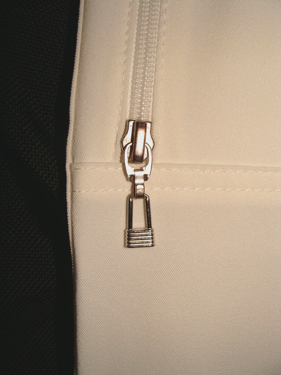 Cap Sud Paris France White Poly Blend Wide Leg Pants & Lock Logo Zipper Size 36 View 5