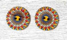 wood boho buttons sewing 2 holes 1 inch (set #1027) 2pc