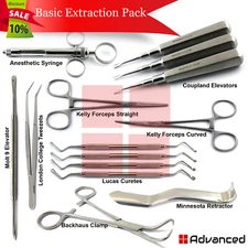 14Pcs Dental Tooth Extraction Tools Kit Coupland Elevators Extracting Forceps