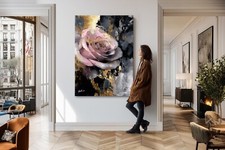 Wandbild Abstrakte Rose Auf Leinwand, 50,8 X 76,2 Cm, Beige – Mit Magnet-Aufhängesystem, Kein Werkzeug Nötig