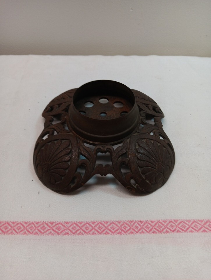 Antique Ornate Cast Metal Oil Lamp Base Brass Ring Part eBay