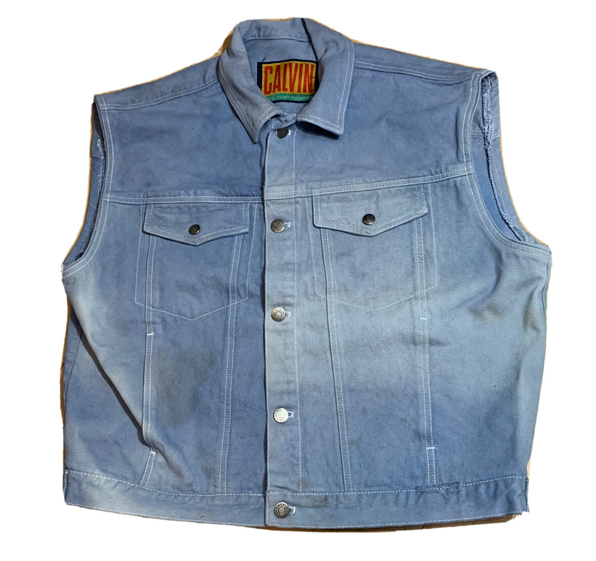 VTG 80’s Calvin Klein Men’s Denim Trucker Vest Size L… Gem