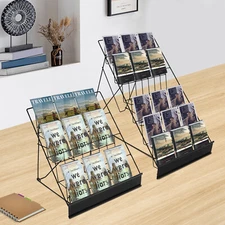 2 Set Wire Display Rack 4 And 6 Tiered Book Display Stand For Library Office