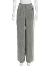 Oscar de la Renta Silk Striped Pants Black sz L | US 10