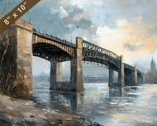 Eads Bridge over the Mississippi River oil painting 8x10 Print