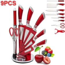 Kitchen Knife Set 9PCS Knife Set Non Stick Sharp Chef Knife Set with Sharpener