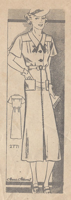 Patron De Couture Vintage 1930s Du Barry - Modèle B36 Robe (Réf. 727A) - Pièces à Découper