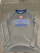 Pistons Long Sleeve Gray Large TECH SHIRT
