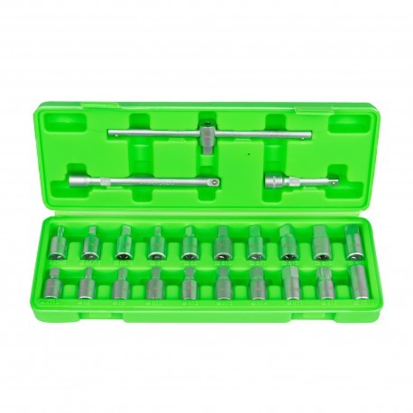 Coffret de 23 douilles de vidange en CrV hexagonales pour entretien automobile