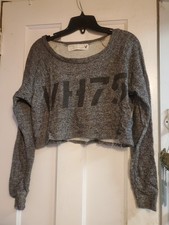 Vintage Havana Gray Heathered VH 75 Crop Sweatshirt Top Shirt Size Small Women's
