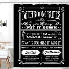Funny Quotes Shower Curtains, Cool Bathroom Rules Shower Curtain, Fun 72 x 72...