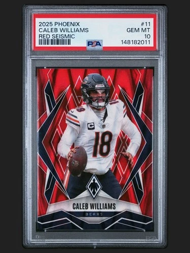2025 Panini Phoenix Football Caleb Williams Red Seismic /99 PSA 10 #11 Bears 🔥