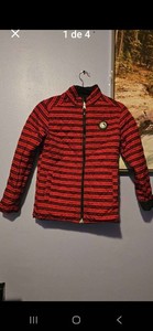 Armani Junior Unisex Kids Red Black Reversible Puffer Jacket Hooded Size 10