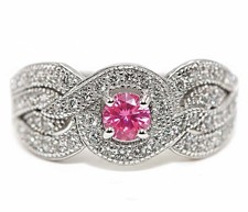 2CT Treated Pink Sapphire  White Topaz 925 Sterling Silver Ring Jewelry Sz 8