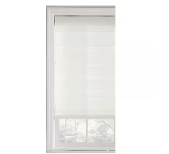 Harper Lane Pre-Cut White Cordless Light Filtering Layered Roller Shade 27"x 72"