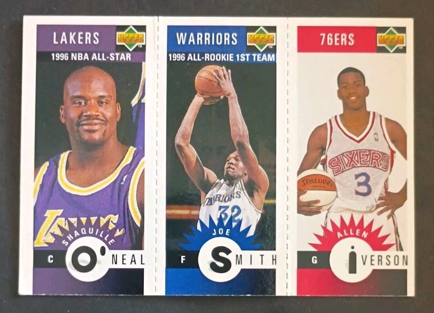 1996-97 Upper Deck Mini-Card Panels Shaquille O'Neal Allen Iverson Joe Smith RC 
