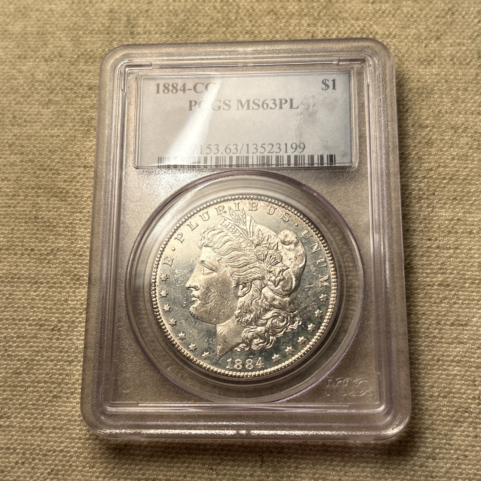 1884-CC $1 Morgan Silver Dollar PCGS MS-63 PL PROOFLIKE