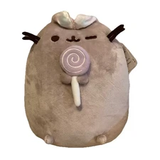 NWT Lollipop & Pompom Bow Pusheen Winking Cat Plush Claire's Exclusive 9.5”