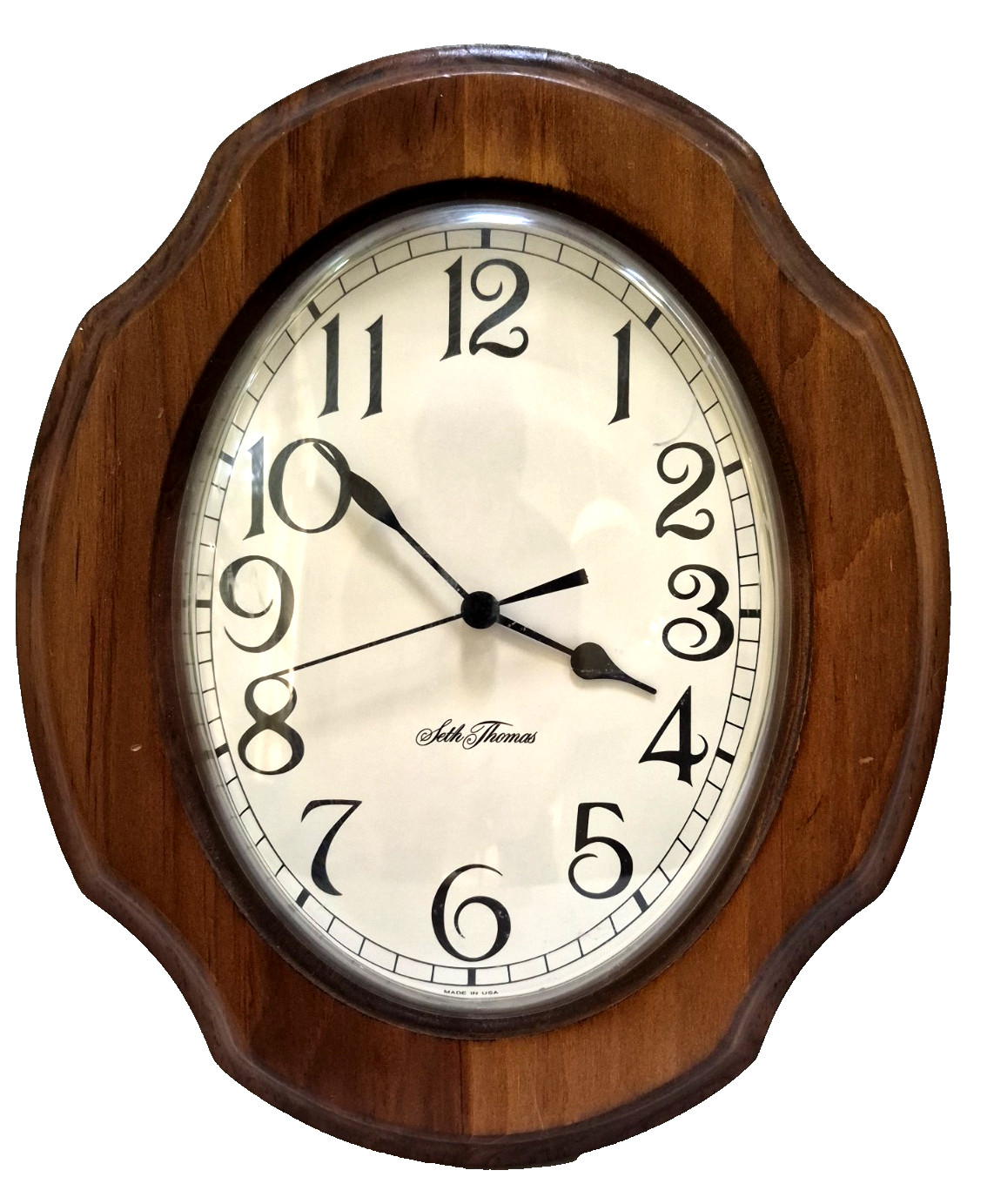 Seth Thomas Wood Wall Clock Working 12 "x 10 " Nice! featured image