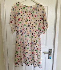 Fearne Cotton Polka Dot Chiffon Lined Short Sleeve Dress UK 8