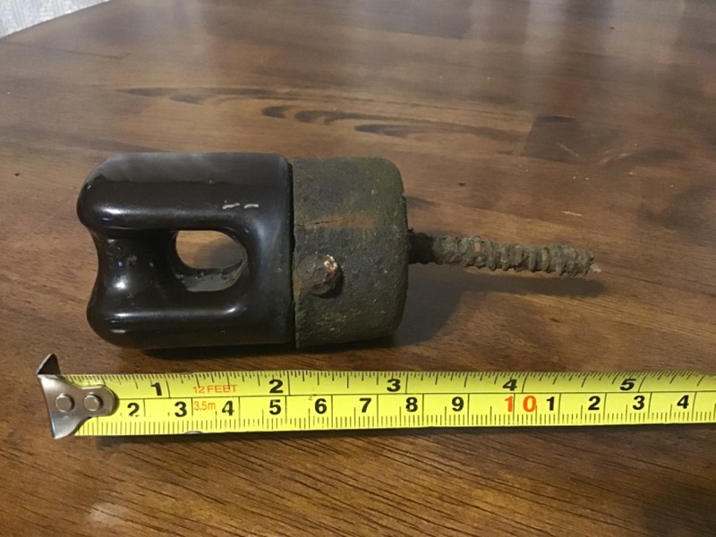 Porcelain Insulator With Lag Bolt Mounting Screw, Used, 2”