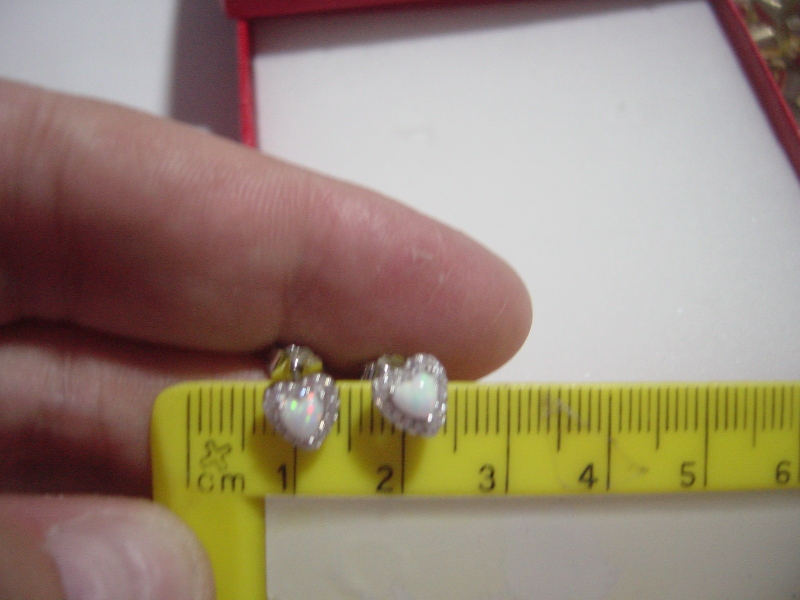 SMALL Solid Silver Earrings-firey opal & diamonds… - image 7