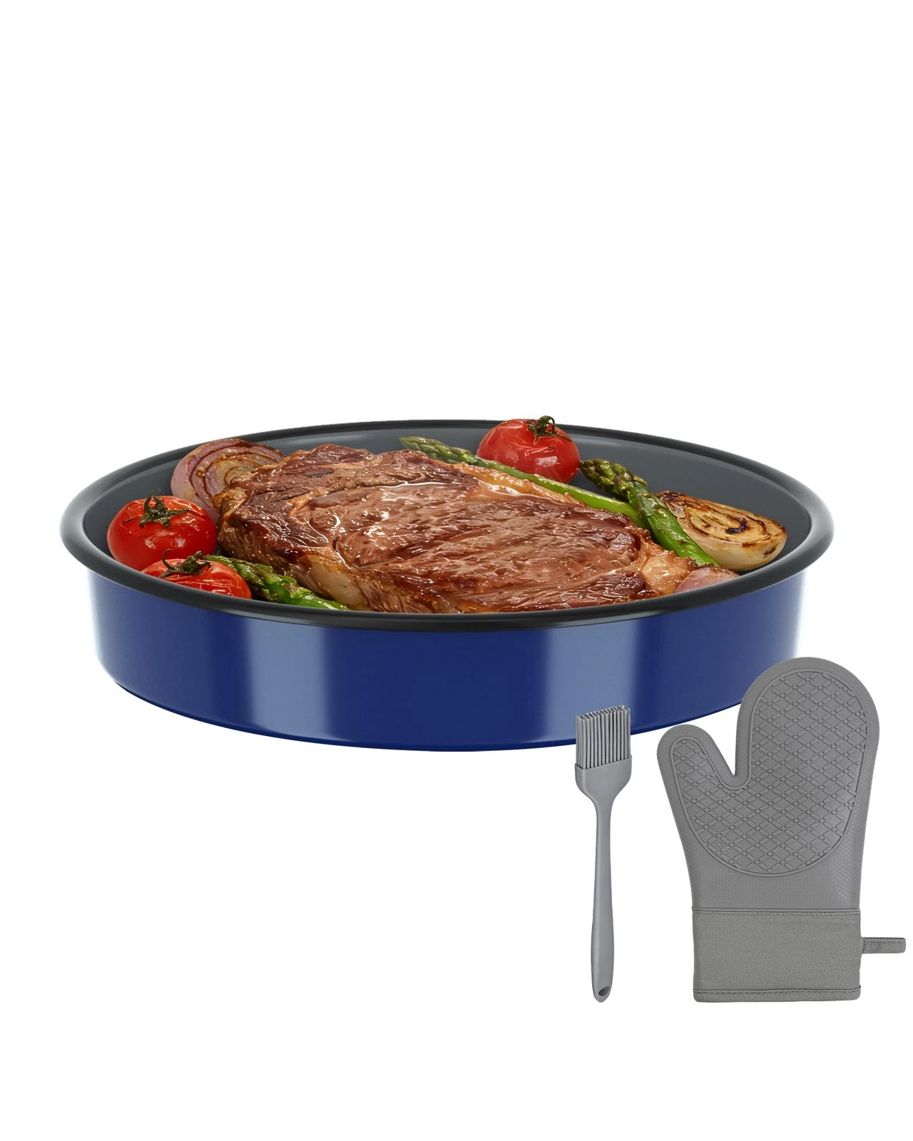 Enamel Pizza Pan Deep Dish Roasting Pan 10 Inch Round Cake Pan High Temperatu...