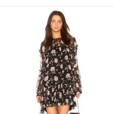 Ulla Johnson Dahlia Floral Sheer Black Dress size 4