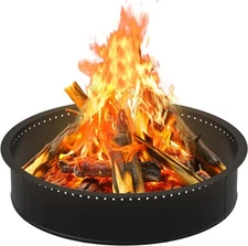 OUSHENG Smokeless Fire Pit Ring Outdoor, 45 Inch Outer 42 Inner Black 