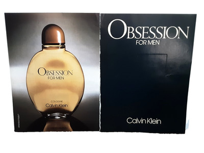 1989 Calvin Klein Obsession Vintage 2 Page Magazine Print Ad Perfume Cologne