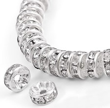 300PCS Rondelle Spacer Beads for Jewelry Making 6Mm Rhinestone Spacer Beads Crys