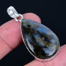 Nice Labradorite Gemstone 925 Sterling Silver Jewelry Pendant 1.81"