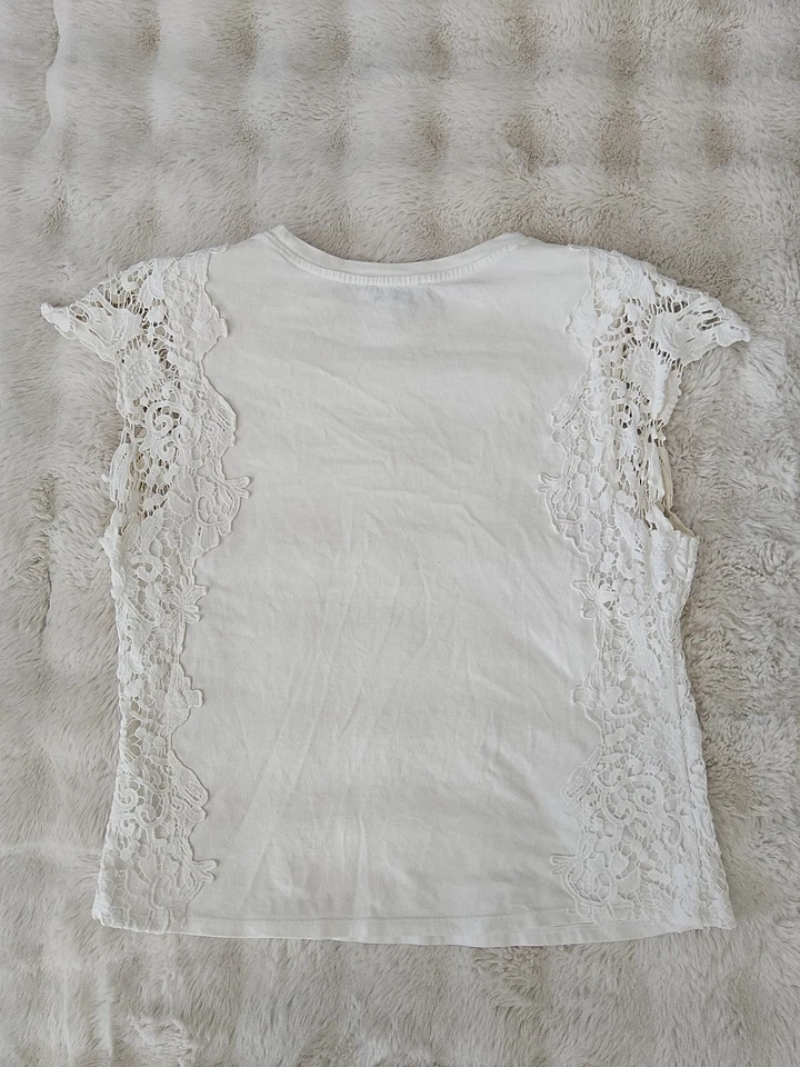 Camiseta sin mangas Express para mujer de encaje crema talla mediana Foto 4 de 4