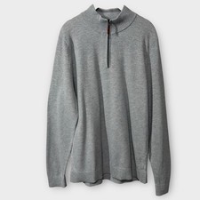 Tommy Bahama Mock Neck Quarter Zip Pullover Men's Medium Gray Preppy Classic