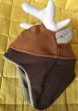 baby Gap NWT Deer Elk Reindeer Fleece TRAPPER HAT XS/S 12-24m Christmas Holiday