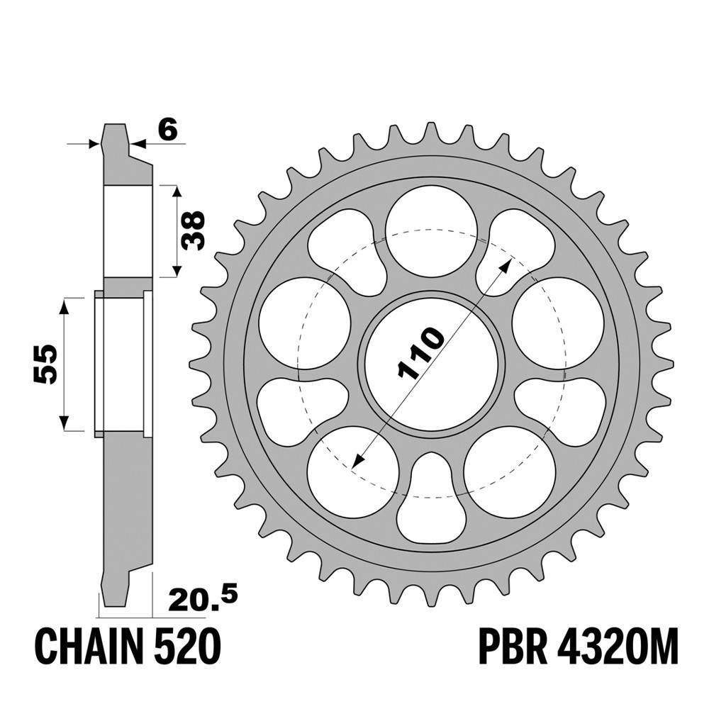 Pignon de rechange PBR 39D pas 520 pour restaurer la transmission Ducati Monster 1100