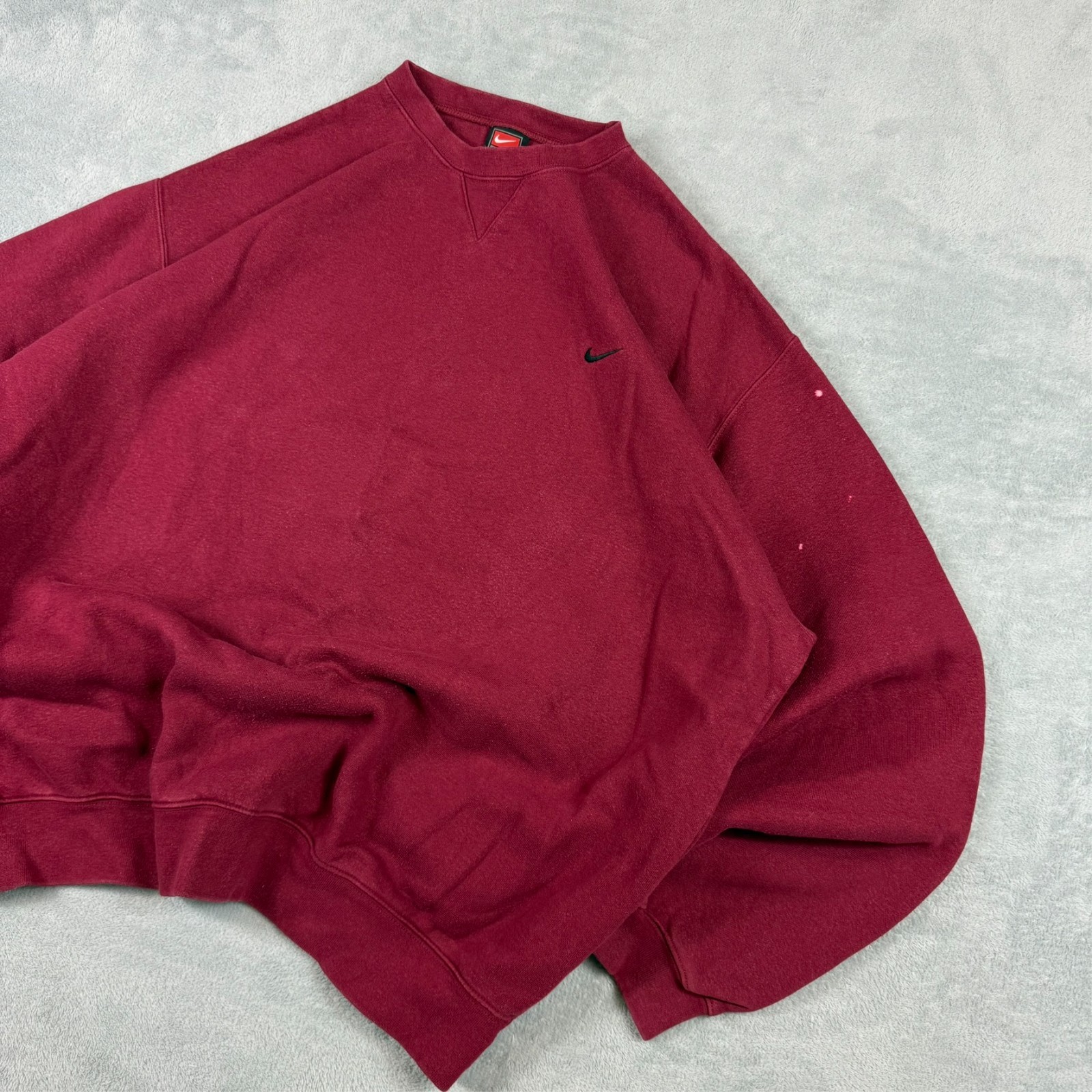 Vintage Nike 1990's Burgundy Red Mini Swoosh Oversized Sz XL Pullover Sweatshirt image 3
