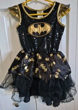 BATGIRL Child Costume Size SMALL 4-6 Black Sequin Tutu Dress up VGUC