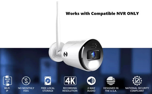 Night Owl 4K WNIP-8LTA-BS-V2 Add On Wi-Fi Security Camera with Power Adapter