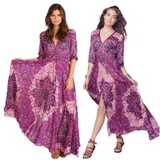 SPELL Colorful Boho Feminine Flowy Timeless Versatile Kiss The Sky Maxi Dress S