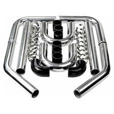 2 5" 63mm Polished Aluminum Intercooler Pipe Kit & Black Hose & Clamp Universal