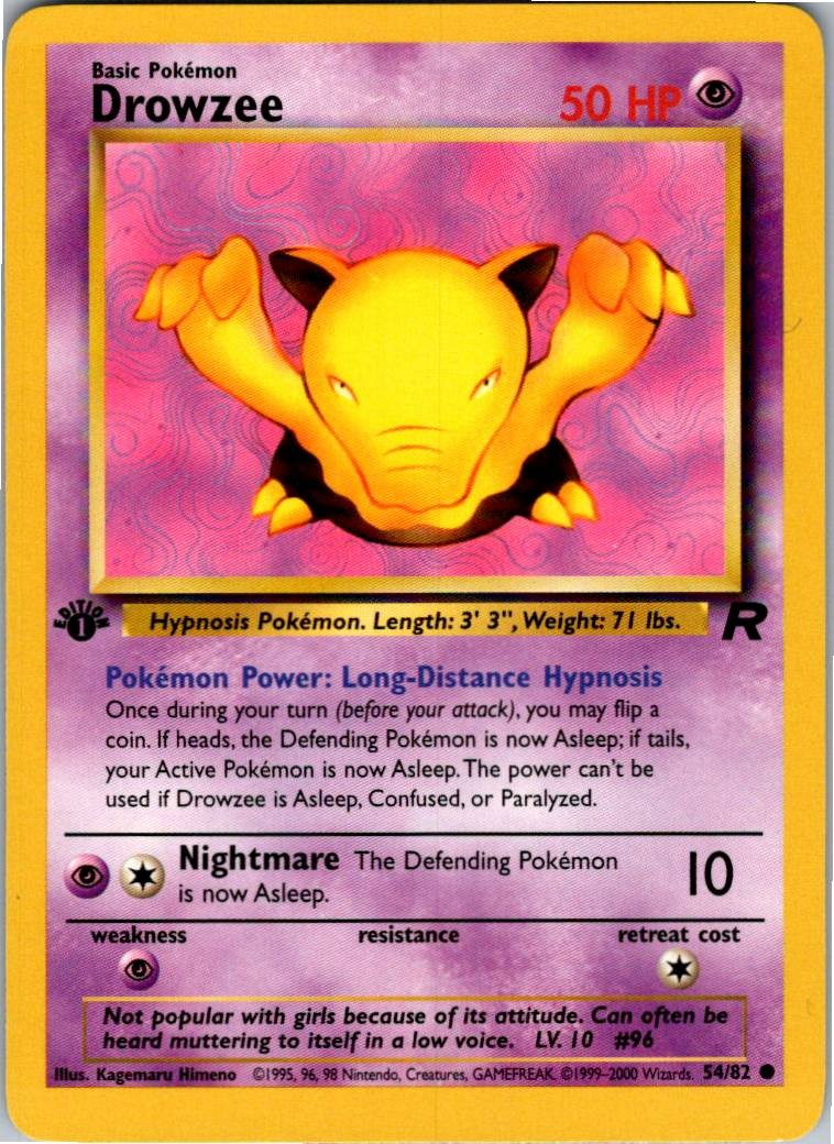 Drowzee Common Team Rocket 54/82 NM 1st Edition
