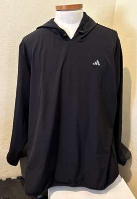Adidas Golf Mens 2XL Anorak Hoodie Woven Lightweight Jacket Black ADVR0888 NEW