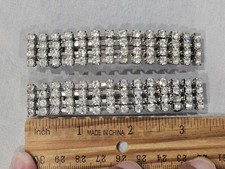 Vintage Pair Of French Clear Rhinestone Barrette Hair Clip Sparkle Retro 3.25  