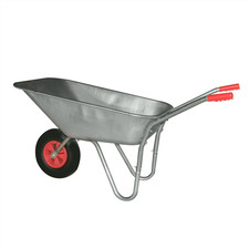 80L LITRE WHEELBARROW GALVANISED STEEL OUTDOOR WHEEL BARROW PNEUMATIC BRICKS DIY