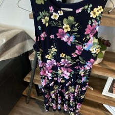 NorthStyle Women’s PS Petite Navy Pink Floral Round Neck Short Sleeve Dress