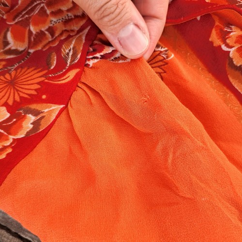 New York City Design Co Y2k 100% Seide Tunika Babydoll Top Orange Blumen Shirt - Bild 12 von 12