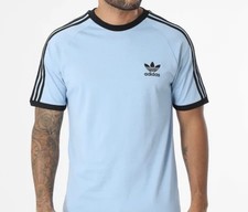 Adidas Men's Originals Adicolor 3 Stripes T shirt Medium Ash Blue/ Black Cotton